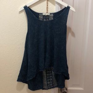 Distressed blue high low tank